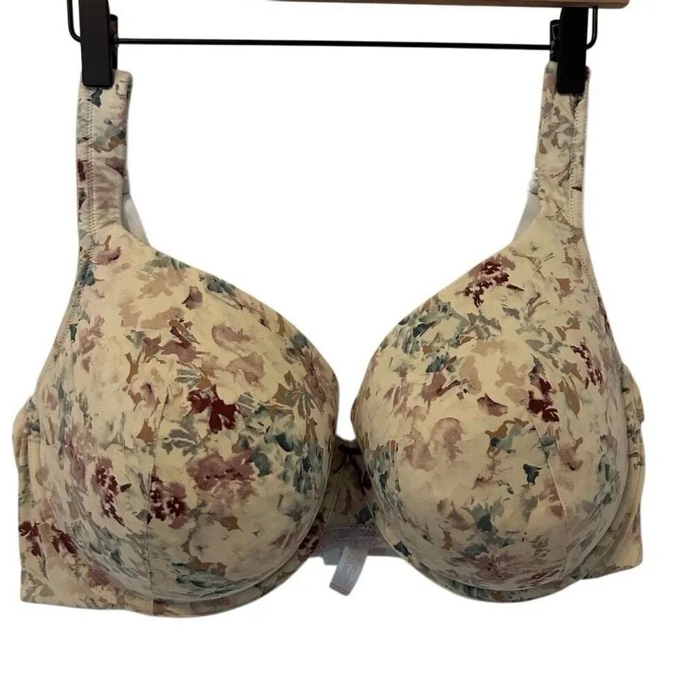 Cacique Bra Size 44DDD Lightly Lined Full Coverage Padded Underwire pink floral